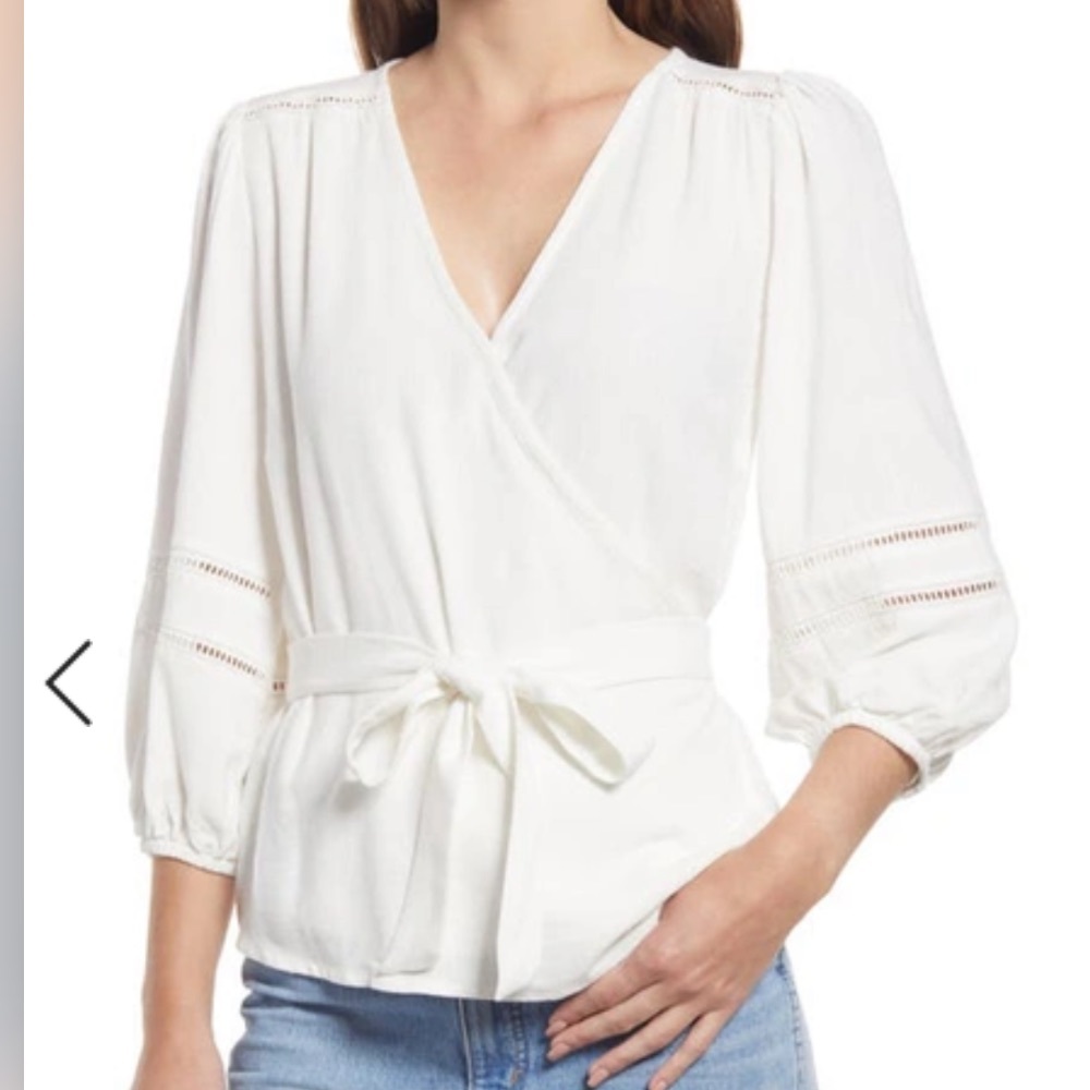 Gibsonlook Surplice Wrap Top in Ivory